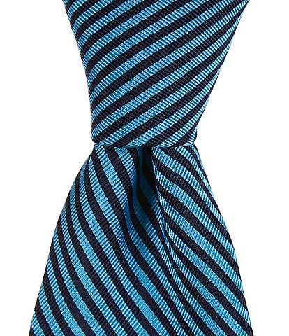 Roundtree & Yorke Classic Stripe 3 3/8" Woven Silk Tie