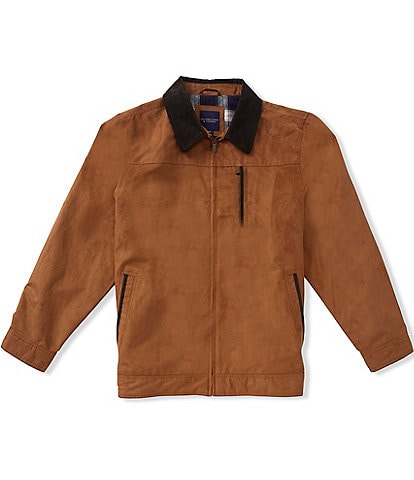 Roundtree & Yorke Corduroy-Collar Microsuede Jacket