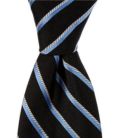 Roundtree & Yorke Double Stripe 3 3/8" Woven Silk Tie