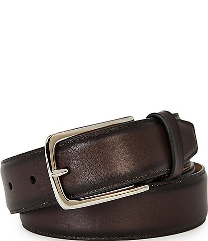 Roundtree & Yorke Feather Stitched Edge Leather Belt