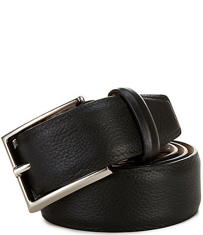 Roundtree & Yorke Feathered Edge Pebbled Leather Belt