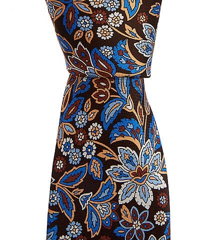 Roundtree & Yorke Finnian Floral Print Traditional 3 1/4" Silk Tie