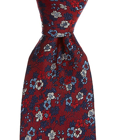 Roundtree & Yorke Floral 3 1/8#double; Woven Silk Tie