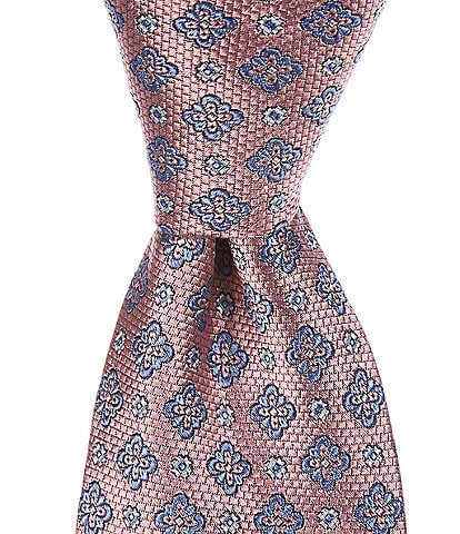 Roundtree & Yorke Floral/Medallion 3 1/8" Woven Silk Tie