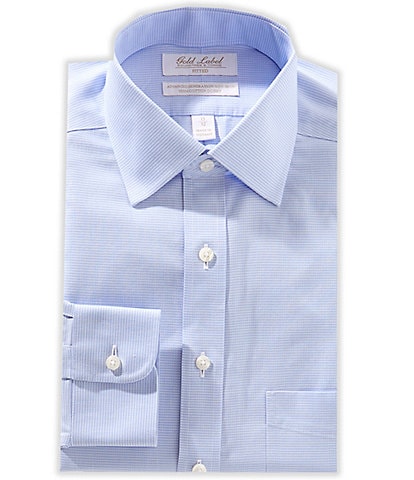 Roundtree & Yorke Gold Label Big & Tall Fitted Non-Iron Spread Collar Checkered Print Textured Dress Shirt
