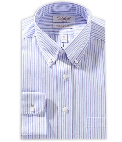 Roundtree & Yorke Gold Label Big & Tall Full-Fit Non-Iron Button Down Collar Striped Dress Shirt