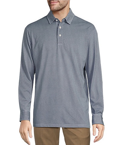 Roundtree & Yorke Gold Label Roundtree & Yorke Non-Iron Long Sleeve  Jacquard Printed Polo Shirt