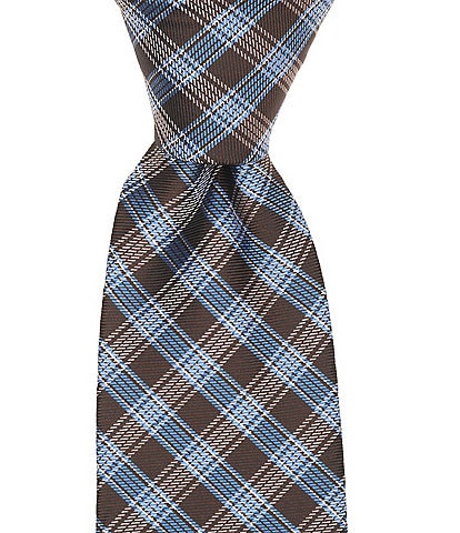 Roundtree & Yorke Gregory Plaid Traditional Silk/Poly Tie