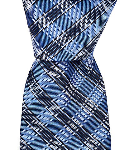 Roundtree & Yorke Gregory Plaid Traditional Silk/Poly Tie