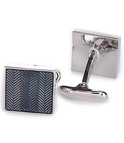 Roundtree & Yorke Herringbone Silver Cuff Links