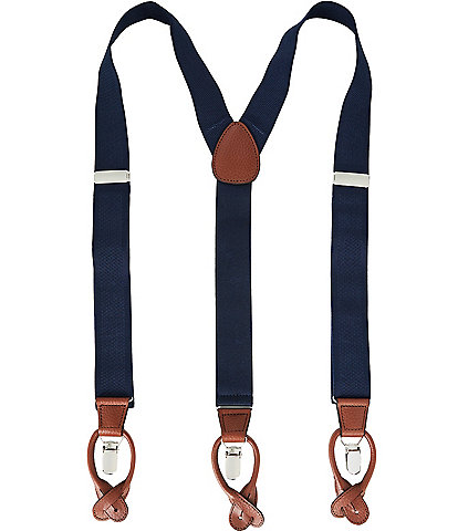 Roundtree & Yorke Leather Trimmed Y-Back Suspenders