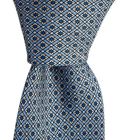 Roundtree & Yorke Ledger Windowpane Silk Tradiional Tie