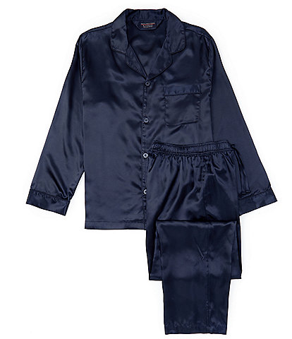 Roundtree & Yorke Long Sleeve Charmeuse Top & Matching Pant 2-Piece Pajama Set