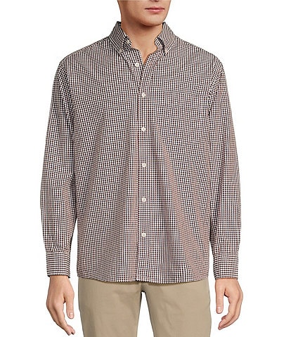 Roundtree & Yorke Long Sleeve Check Pattern Slub Sport Shirt