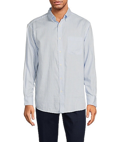 Roundtree & Yorke Long Sleeve Gingham Checked Twill Sport Shirt