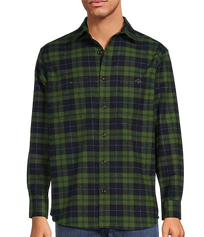Roundtree & Yorke Long Sleeve Heavy Twill Medium Plaid Sport Shirt