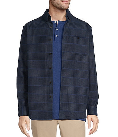 Roundtree & Yorke Long Sleeve Heavyweight Twill Medium Plaid Shirt Jacket