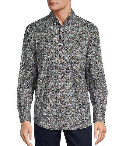 Roundtree & Yorke Long Sleeve Large Paisley Print Poplin Sport Shirt