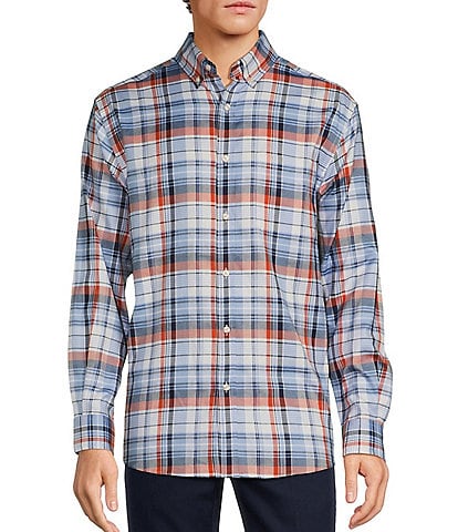 Roundtree & Yorke Long Sleeve Large Plaid Oxford Sport Shirt