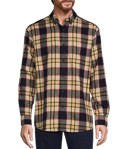 Roundtree & Yorke Long Sleeve Large Plaid Portuguese Flannel Sport Shirt