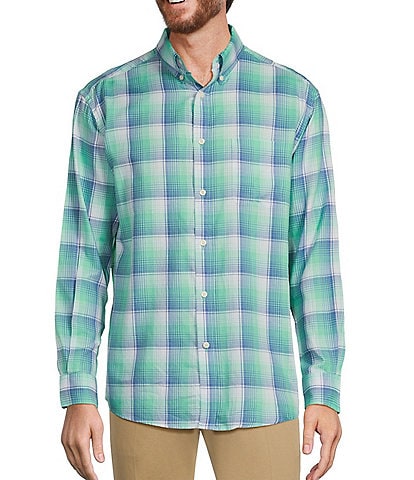 Roundtree & Yorke Long Sleeve Medium Plaid Flannel Sport Cotton Shirt