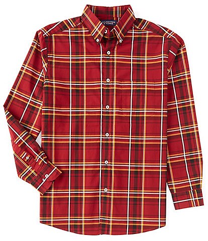 Roundtree & Yorke Long Sleeve Large Tartan Plaid Button Down Shirt