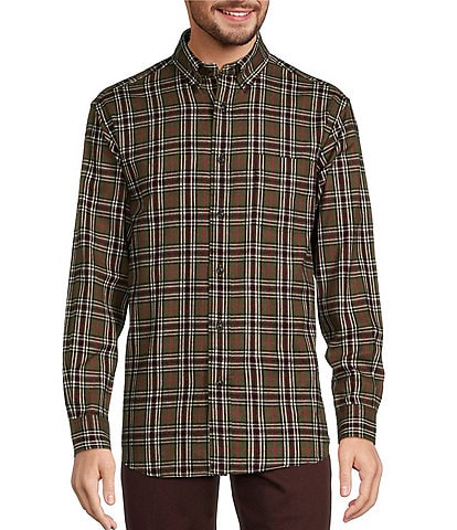 Roundtree & Yorke Long Sleeve Medium Plaid Flannel Sport Shirt
