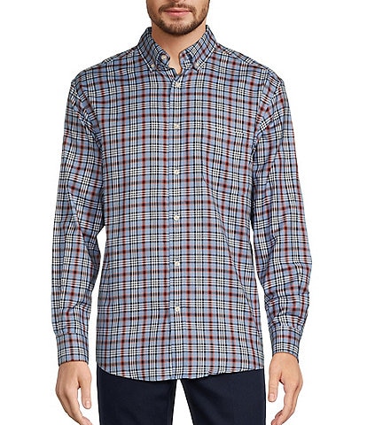 Roundtree & Yorke Long Sleeve Medium Plaid Oxford Sport Shirt