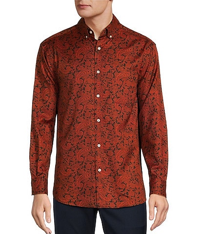 Roundtree & Yorke Long Sleeve Paisley Print Oxford Sport Shirt