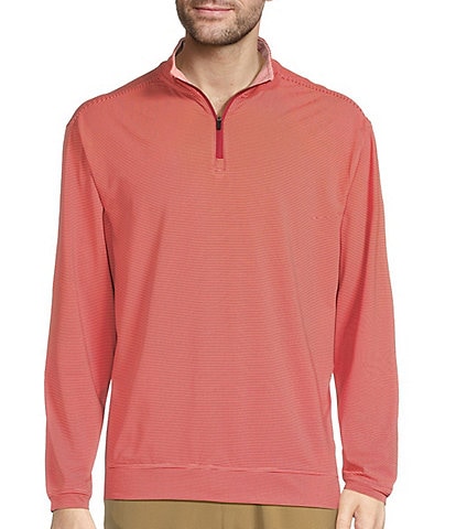 Roundtree & Yorke Long Sleeve Performance Quarter-Zip Striped Pullover