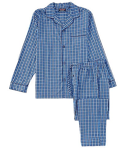 Roundtree & Yorke Long Sleeve Plaid Pajama Shirt & Matching Pajama Pant 2-Piece Set