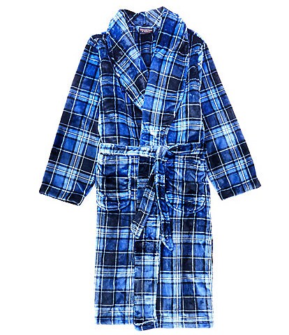 Roundtree & Yorke Long-Sleeve Plaid Plush Robe