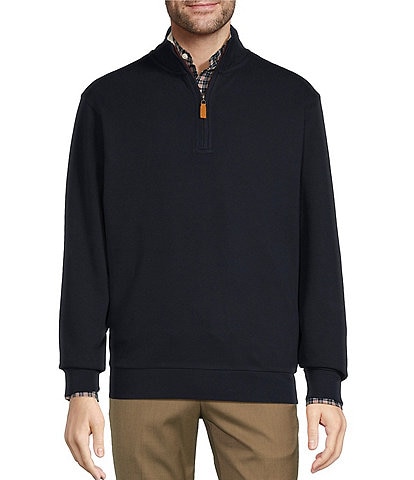 Roundtree & Yorke Long Sleeve Quarter Zip Solid Pullover