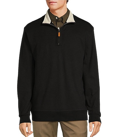 Roundtree & Yorke Long Sleeve Quarter Zip Solid Pullover