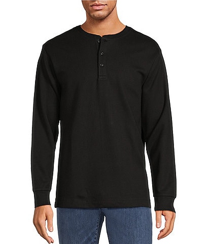 Roundtree & Yorke Long Sleeve Ribbed Solid Henley