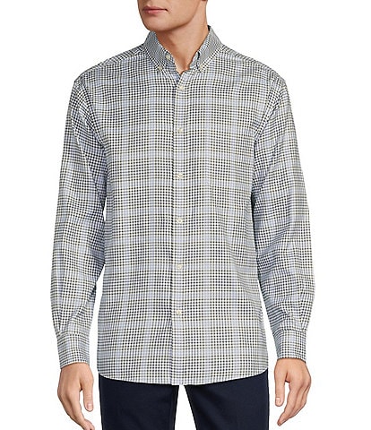 Roundtree & Yorke Long Sleeve Small Plaid Oxford Sport Shirt