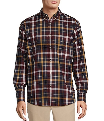 Roundtree & Yorke Long Sleeve Soft Touch Poplin Large Plaid Sport Shirt