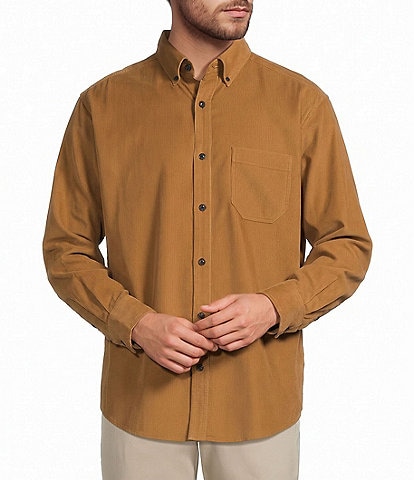 Roundtree & Yorke Long Sleeve Solid Corduroy Sport Shirt