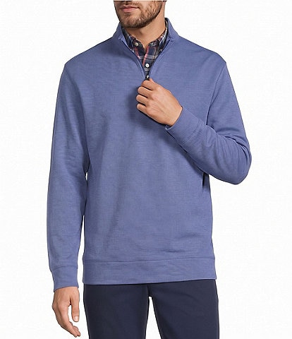 Roundtree & Yorke Long Sleeve Solid Slub Ribbed Quarter Zip Pullover