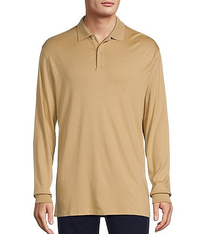 Roundtree & Yorke Long Sleeve Solid Supima Polo Shirt