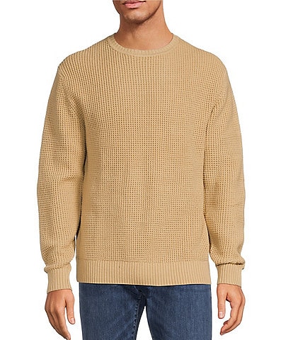 Roundtree & Yorke Long Sleeve Solid Textured Crewneck Sweater