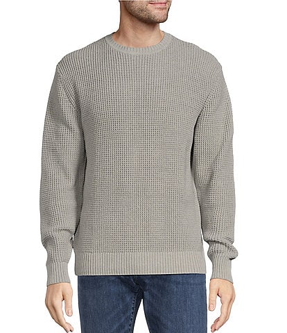 Roundtree & Yorke Long Sleeve Solid Textured Crewneck Sweater
