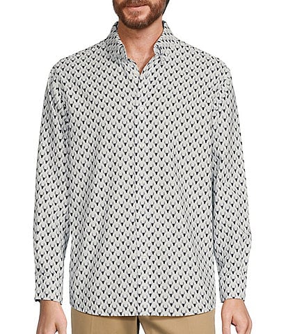 Roundtree & Yorke Long Sleeve Stag Print Oxford Sport Shirt
