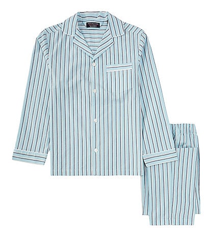 Roundtree & Yorke Long Sleeve Striped Pajama Shirt & Matching Pant 2-Piece Pajama Set