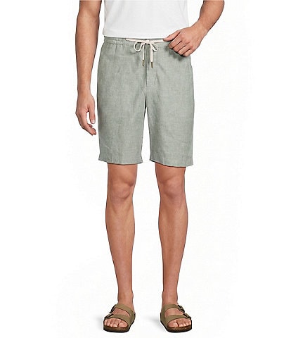 Roundtree & Yorke Luxury Linen Blend Flat Front Drawstring 8#double; Inseam Solid Shorts