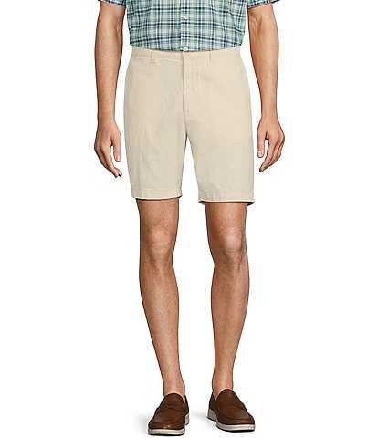 Roundtree & Yorke Luxury Linen Flat Front 9" Solid Shorts