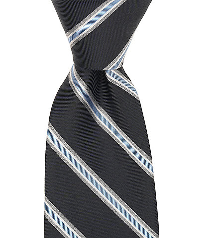 Roundtree & Yorke Miller Stripe Traditional Poly/Silk Tie