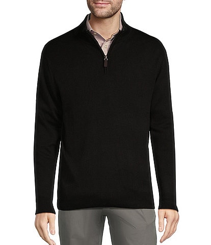 Roundtree & Yorke Mock Neck Long Sleeve Solid Quarter-Zip Sweater Pullover