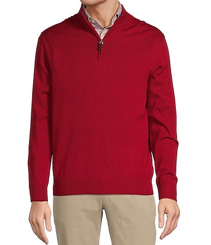 Roundtree & Yorke Mock Neck Long Sleeve Solid Quarter-Zip Sweater Pullover