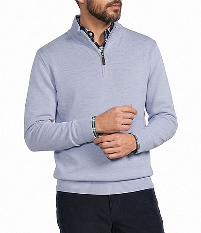 Roundtree & Yorke Mock Neck Long Sleeve Solid Quarter Zip Sweater